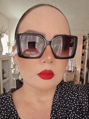 Anne Klein Black Square Sunglasses - Bold UV Protection
